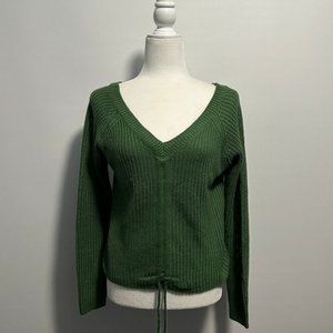 Full‎ Circle Trends Green Ribbed Cinched Crop Top Sweater Sz S